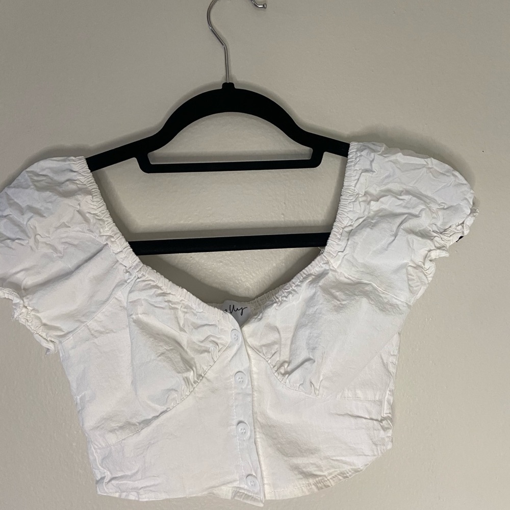 Oh Polly white button down crop top